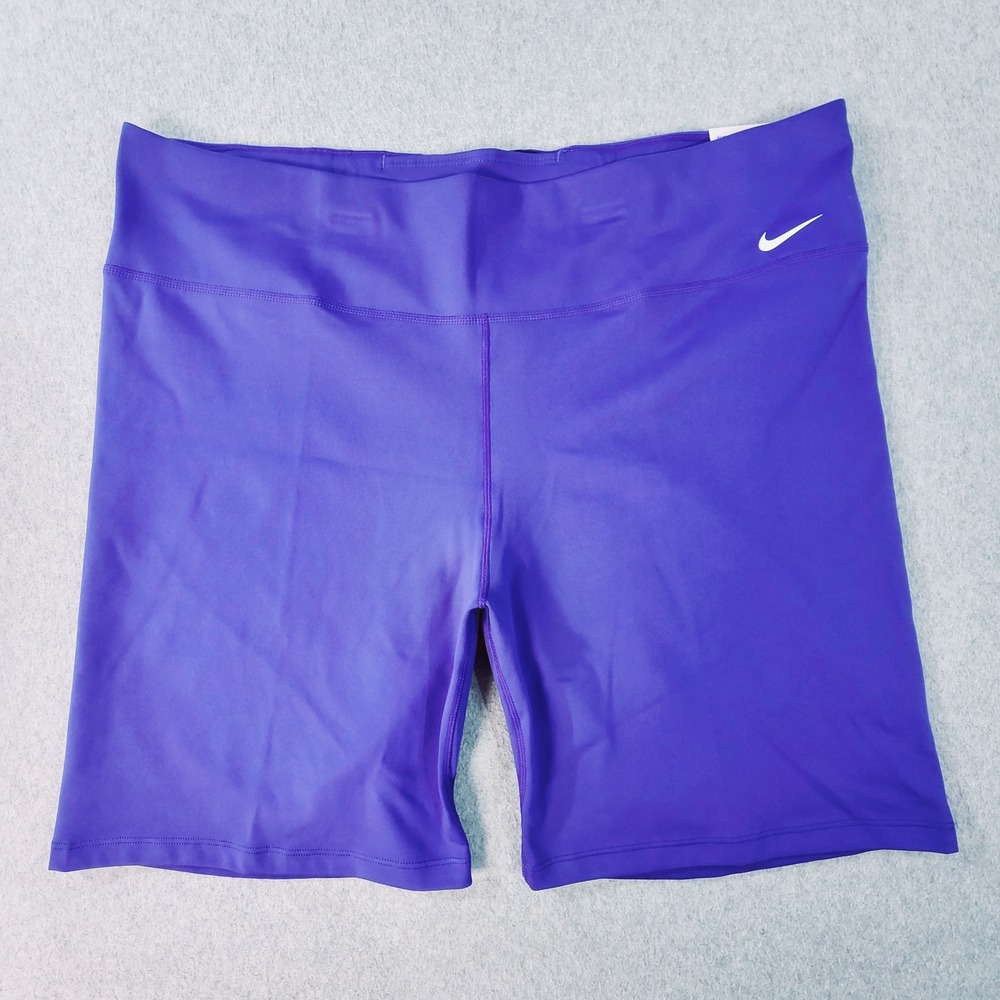 Nike One Dri-Fit Training Tight Fit Mid-Rise Shorts Womens XXL Purple 7" Length‎